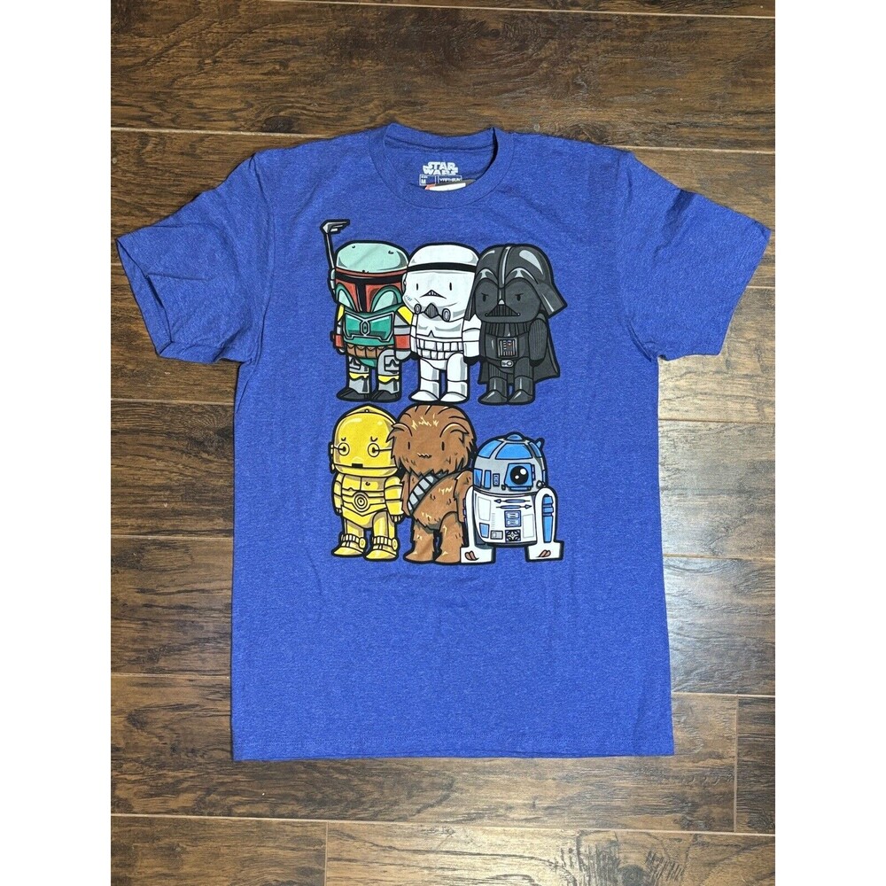 Star Wars Fifth Sun Men’s T-Shirt Blue Medium Chibi Characters NWT tshirt